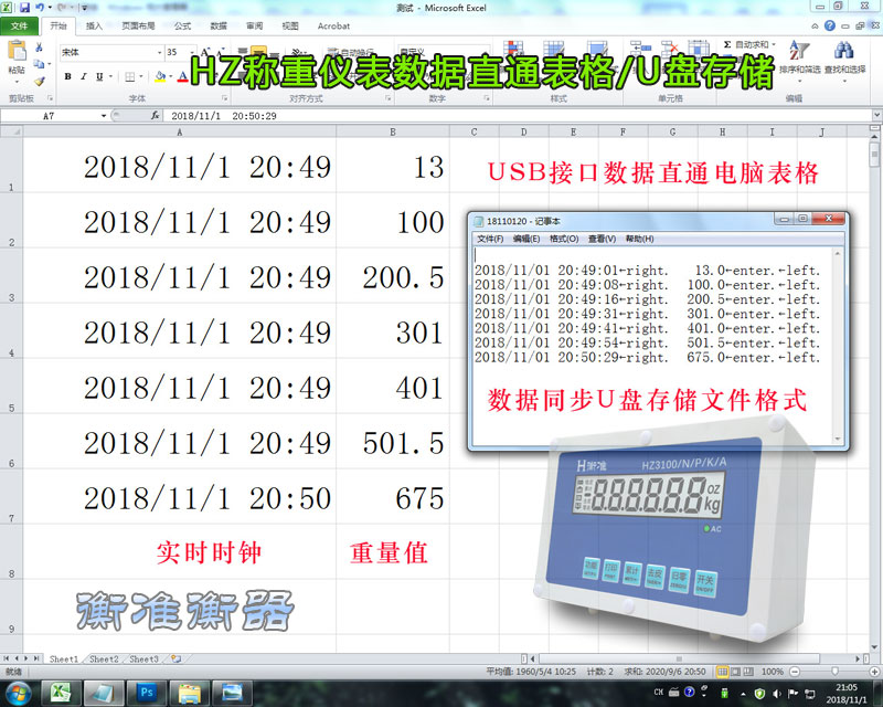 U盘存储HZ3100电子秤